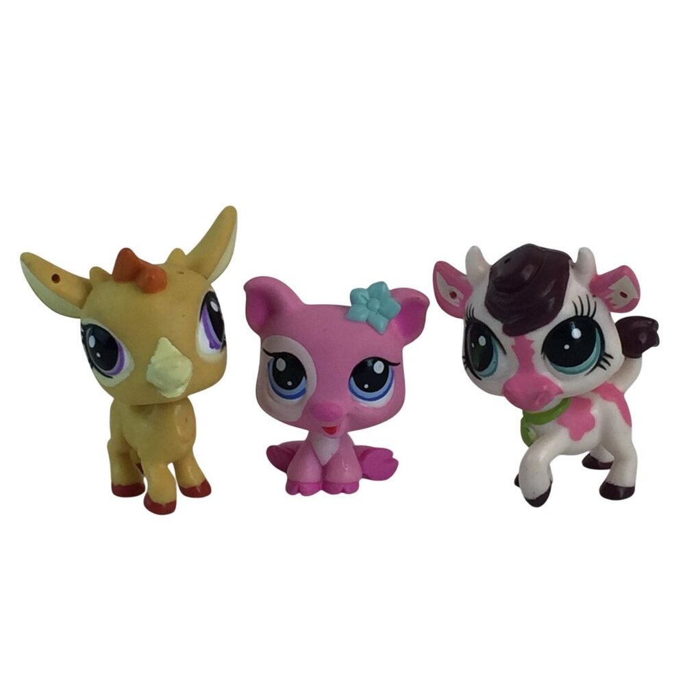 Littlest Pet Shop LPS 1550 Petriplets Pig‎ 3747 Buttery Cow 3658 BaaBaaLou Goat